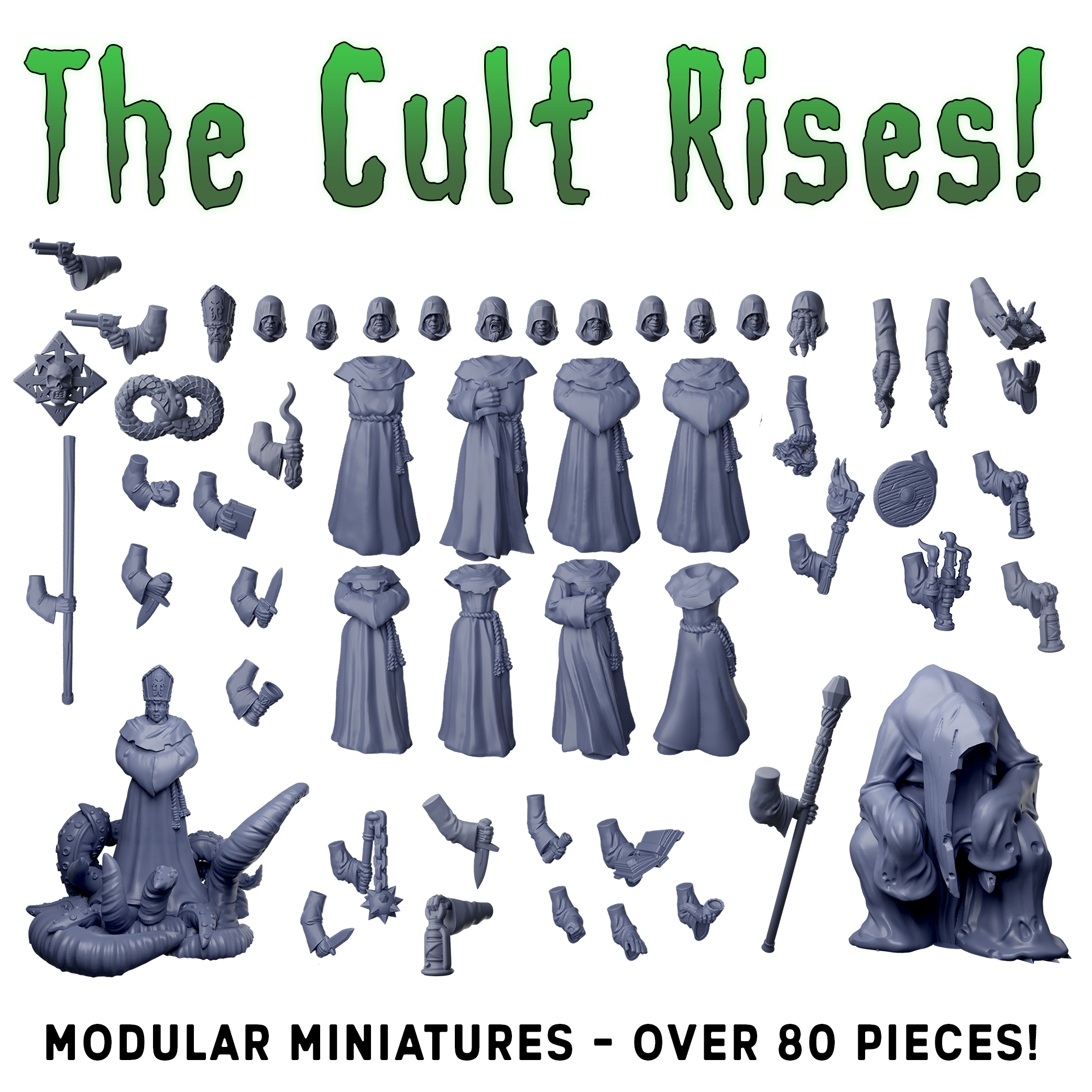 The Cult Rises! Modular, Multi-part Cultist Models for Followers of any Era: Includes Cthulhu Add-on!